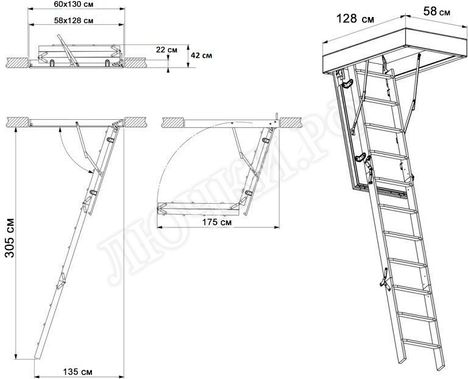 Чердачная лестница Fakro LTK Thermo 600*1300*3050 Чердачная лестница Fakro LTK Thermo 600*1300*3050