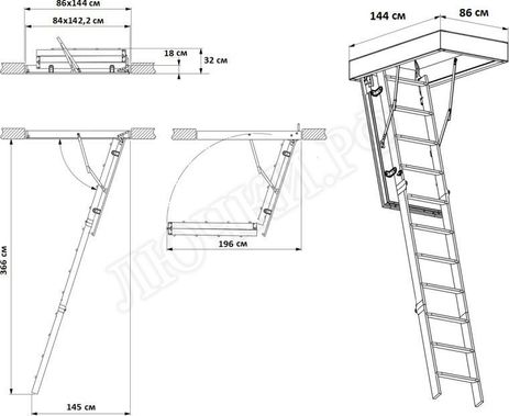 Чердачная лестница Fakro LMP 860*1440*3660 Чердачная лестница Fakro LMP 860*1440*3660